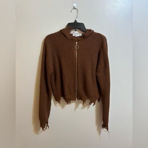Brown Zip Up Hoodie